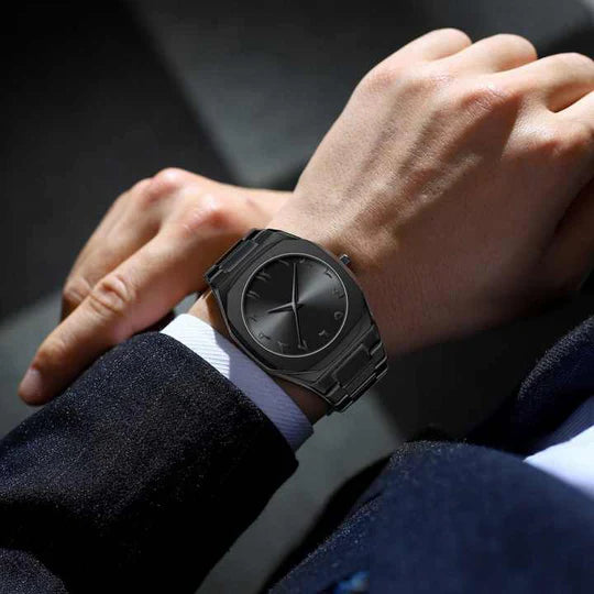 Aura Luxury Black Stainless Steel Arabic Waterpoof Watch