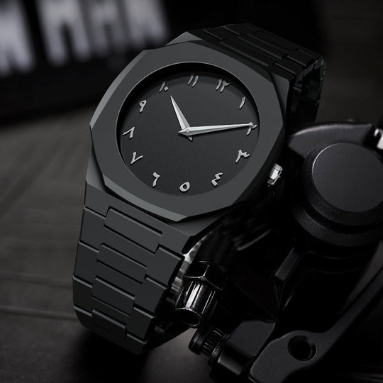 Aura Luxury Black Stainless Steel Arabic Waterpoof Watch