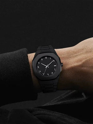 Aura Luxury Black Stainless Steel Arabic Waterpoof Watch